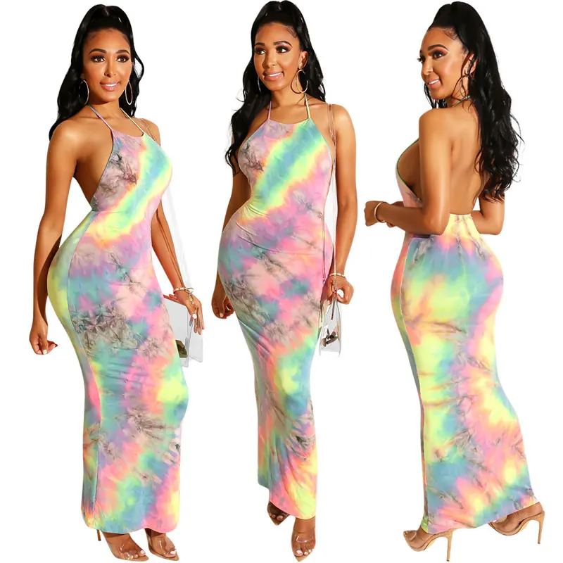 

90425-MX26 Sexy Halter Collar Summer Plus Size Long Dresses For Lady