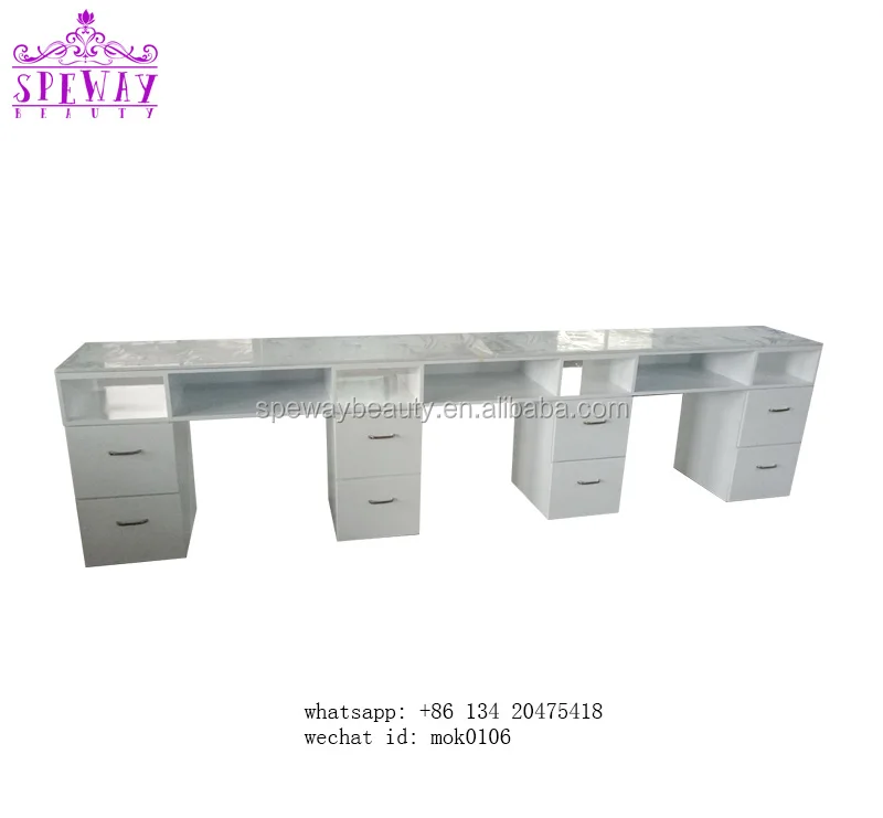 
New European Morden white nail bar table for customized 