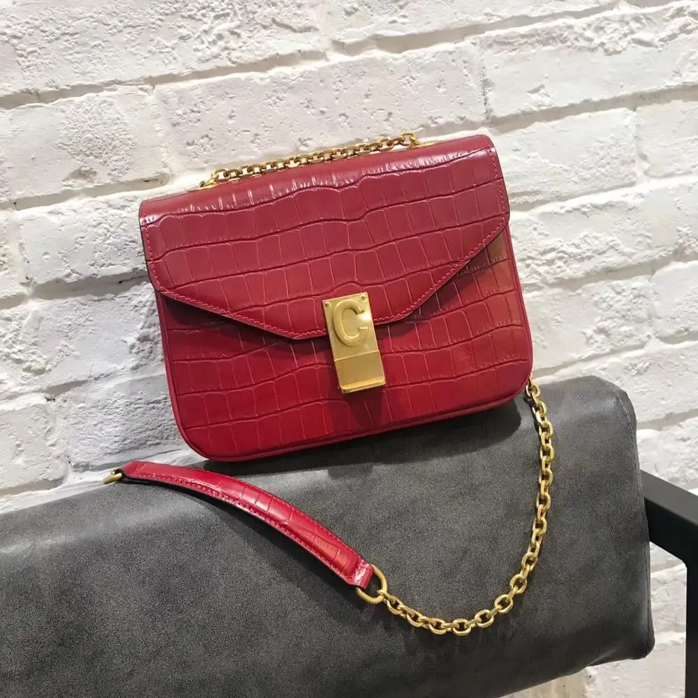 

Latest new design fashion genuine leather C buckle tofu bag ladies handbags cross bodybag, Multi