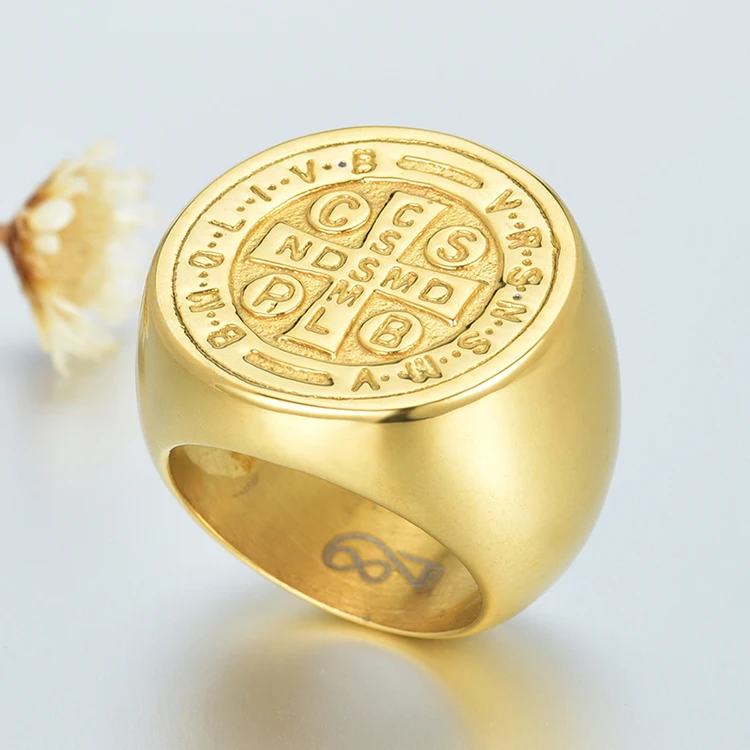 

latest design stainless rings jewelry big engraved gold plated ring, Gold plating