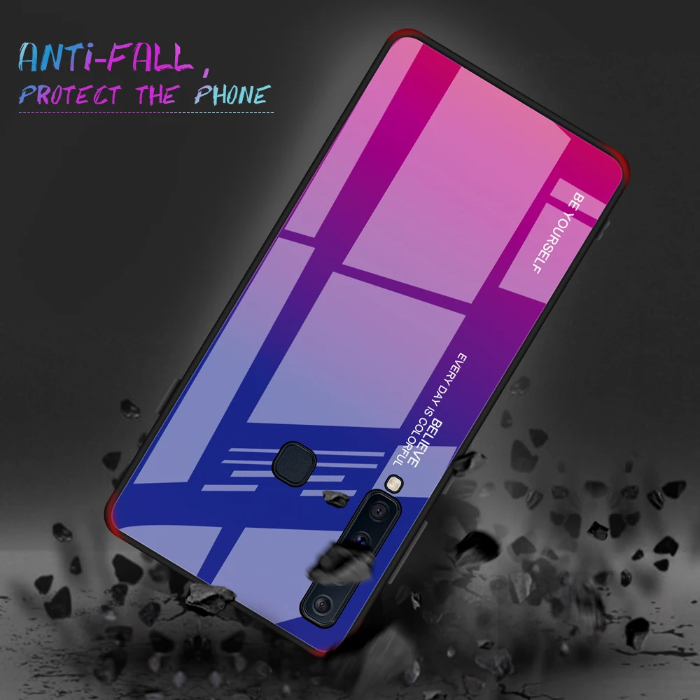 

Hot Sold Gradient Color Tempered Glass For Samsung Galaxy Note10 A8 Star A9 Star Note8 Note9 Glass Fashion Phone Case Cover