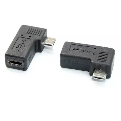 

Right/Left angle Micro usb B male to female data sync charging adapter Black color
