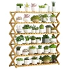 Large Bamboo Clothes Drying Storage Rack Folding Balcony Plant Flowerpot Stand