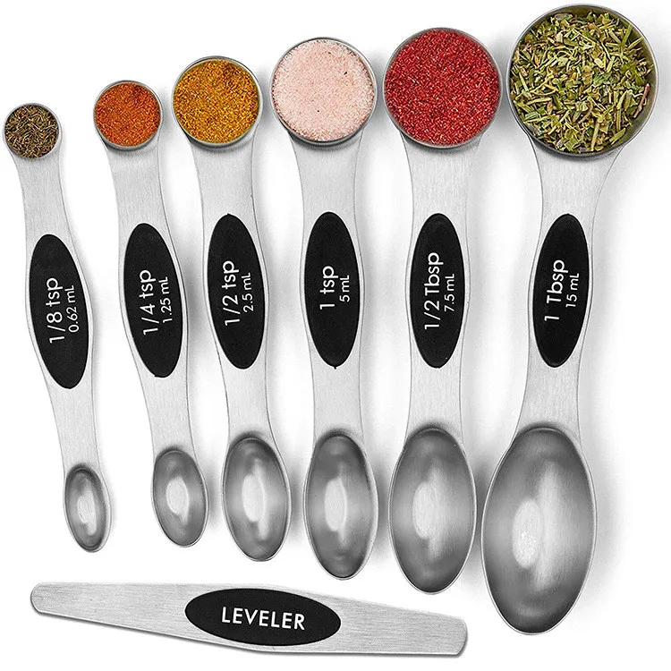 

Amazon Hot Sell Low price food grade 7pcs stainless steel Measuring Spoons Set with Leveler