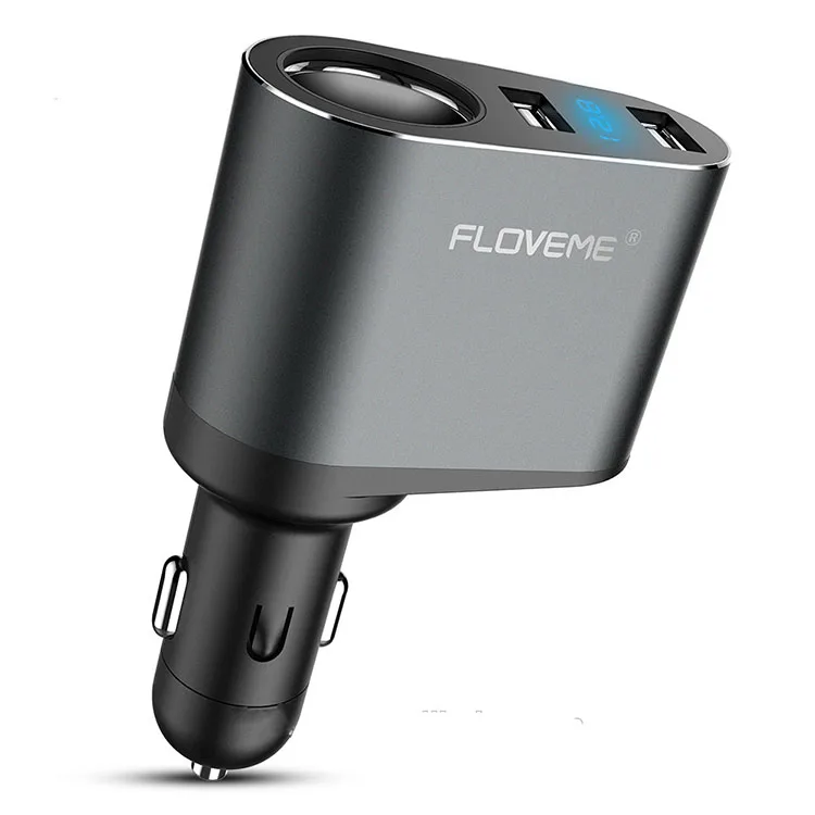 

FLOVEME Free Shipping CE FCC certified aluminum alloy fireproof 3.1A two usb wall universal charger car usb charger, Gray