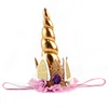 gold glitter elastic unicorn headband for baby photo prop