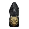 Creative Hat PU Backpack 3D Wolf Men and Women Outdoor Travel Laptop Bag College Bag Rivet Unisex Backpack Gold/Black/Silver