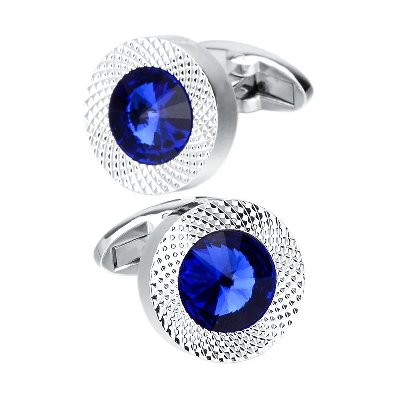 

Luxury High Quality Blue Satellite stone Mens Shirt Cufflinks Wholesale, Silver