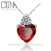 

DTINA 925 Sterling Silver Ruby Love Pendant Bridal Jewelry Zircon Necklace