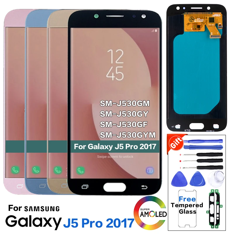 

Super Amoled For Samsung Galaxy J5 Pro J530 J530F Phone LCD Display Touch Screen Digitizer Assembly, Black;blue;gold;pink