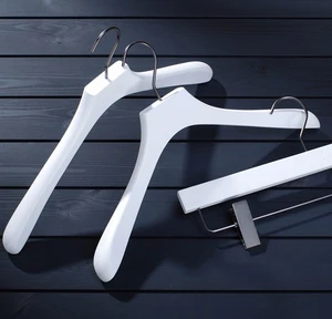 Image of Luxury customized logo white man wooden coat hanger