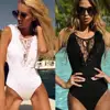 2019 New deep V-collar lotus leaf mesh wave point linkage swimming suit for women bathing suit beachwear one piece
