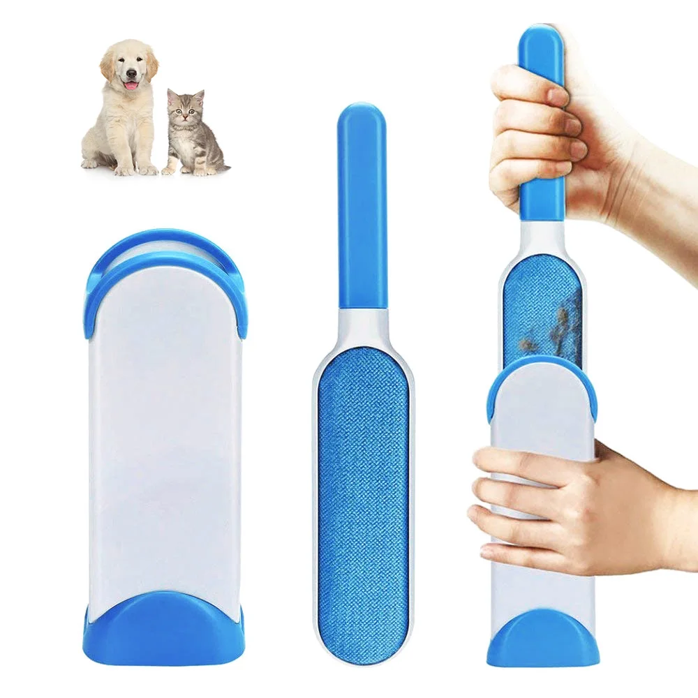 

Lint Brush Pet Hair Remover Brush Dog Cat Fur Remover with Self-Cleaning Base - Efficient Double Sided Animal Hair Removal, Blue/orange/red