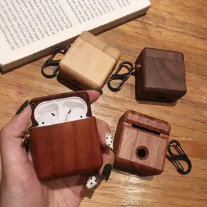 Low MOQ bag For airpods wooden shockproof cover earbuds holder for bluetooth ipod case for airpod in gift package