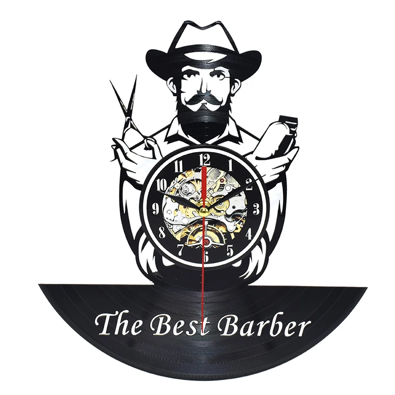 

Retro 3d Wall Clock machine barber shop decoration Hanging Clocks hair wall clocks, Black