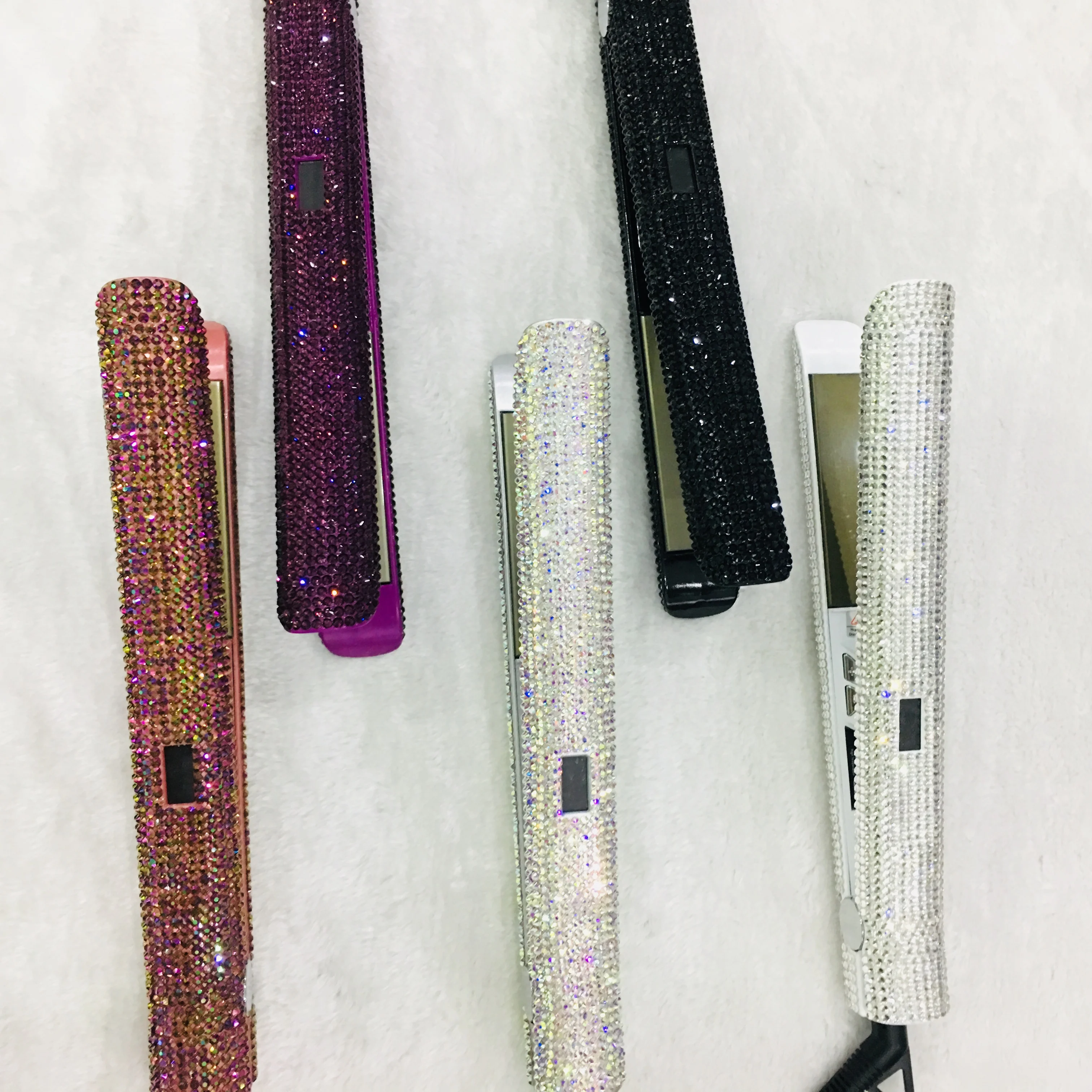 

New hot sale keratin fast hair straightener ceramic custom bling crystal flat iron, Red;pink;gold;any color customized available