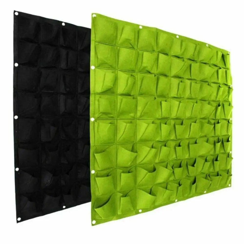 

Garden Yard Plant Grow Bag Wall Vertical Flower Plants Hanging Planter Felt Grow Bag, Green, black