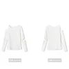 Tight white T-shirt new summer dress women's Korean circular neck long sleeve sweater irregular split top