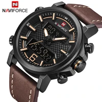 

NAVIFORCE 9135 original brand Analog Digital Leather Sports Watches Men's Army Military Watch Man Quartz Clock Relogio Masculino