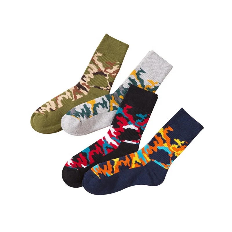 

Genke cnleyoyo brand autumn winter new designs boy crew sock wholesale Camouflage men's cotton terry socks, Custom color