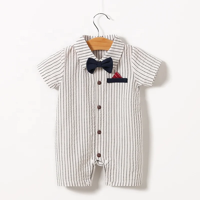 Baby Clothes Baby Boy Romper 100% Cotton Summer Short Sleeve Captain Style Romper, Retail And Wholesale