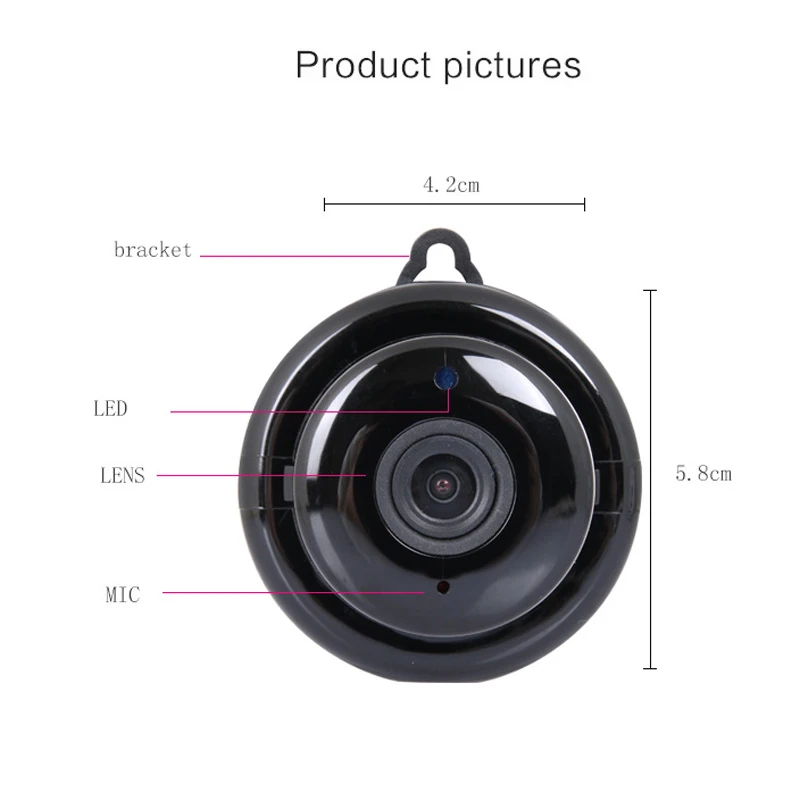 

1080P small camera mini wifi camera night vision, Black