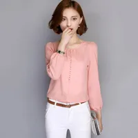 

White Blouses Korean Women Long Sleeve Autumn Chiffon Blouse Shirts Ladies Casual Office Elegant Blusas Tops