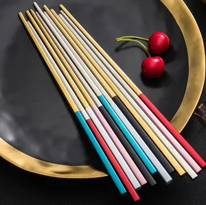 304 stainless steel chopsticks gold-plated color anti-hot anti-mold anti-skid chopsticks high-end hotel hotel tableware 23cm