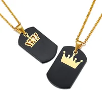 

2019 Jewelry High Quality Gold Plate King Queen Crown Blank Couple Detachable pendant necklace