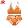 Low Moq High Quality Sexy Deep-v Gathered No Rim Lace Bra And Panty Set