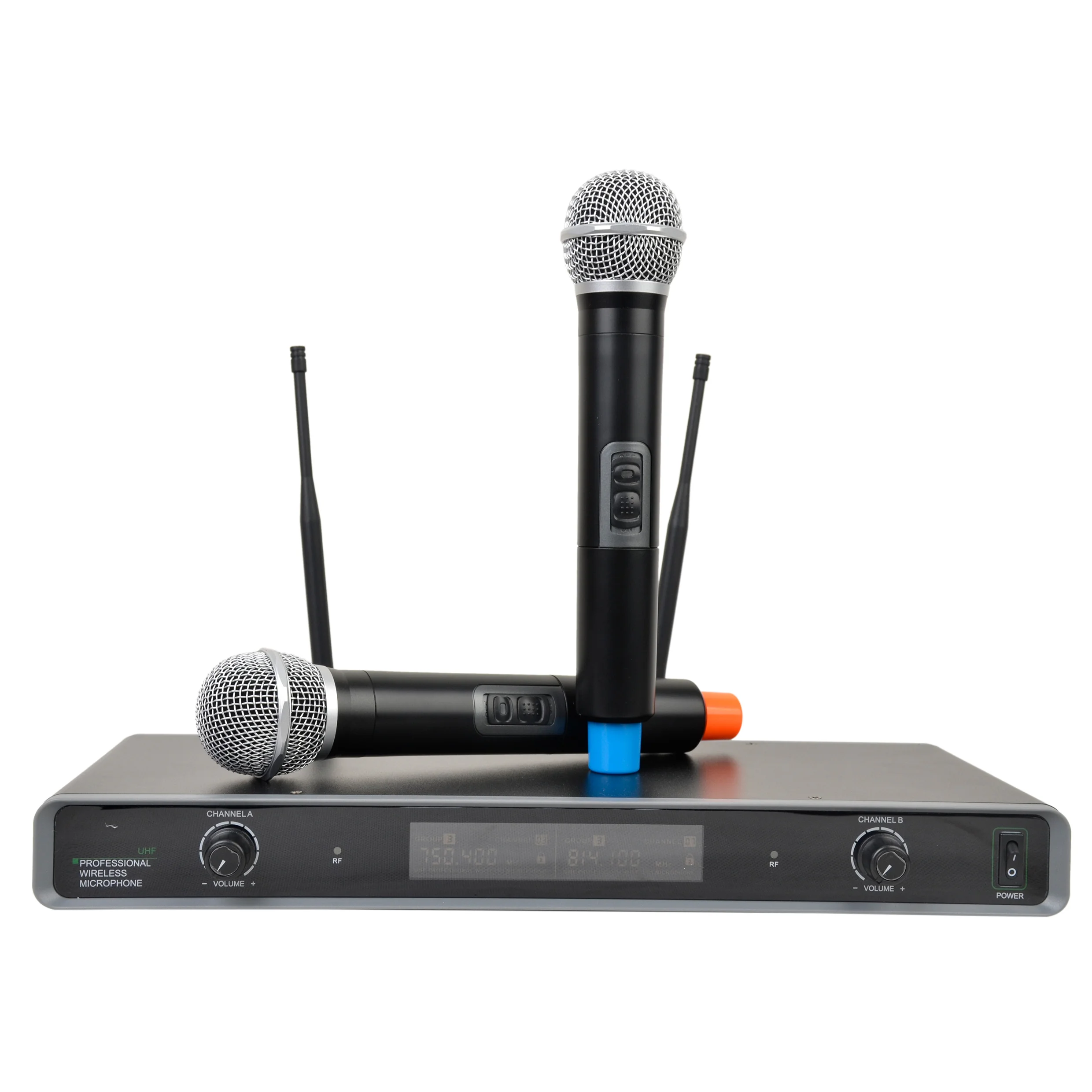 

Accuracy Pro Audio UHF-281 Professional UHF 2 Channels Handheld Wireless Microphone For Stage And Karaoke, Black