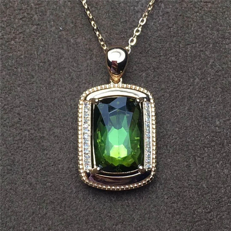 

opening pendant 18k gold South Africa real diamond natural tourmaline pendant for women gemstone crystal, Picture