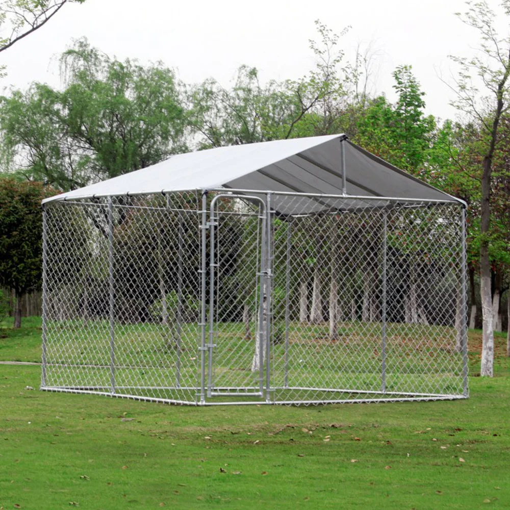 

Large dog run Chain link wire dog kennel, Zinc