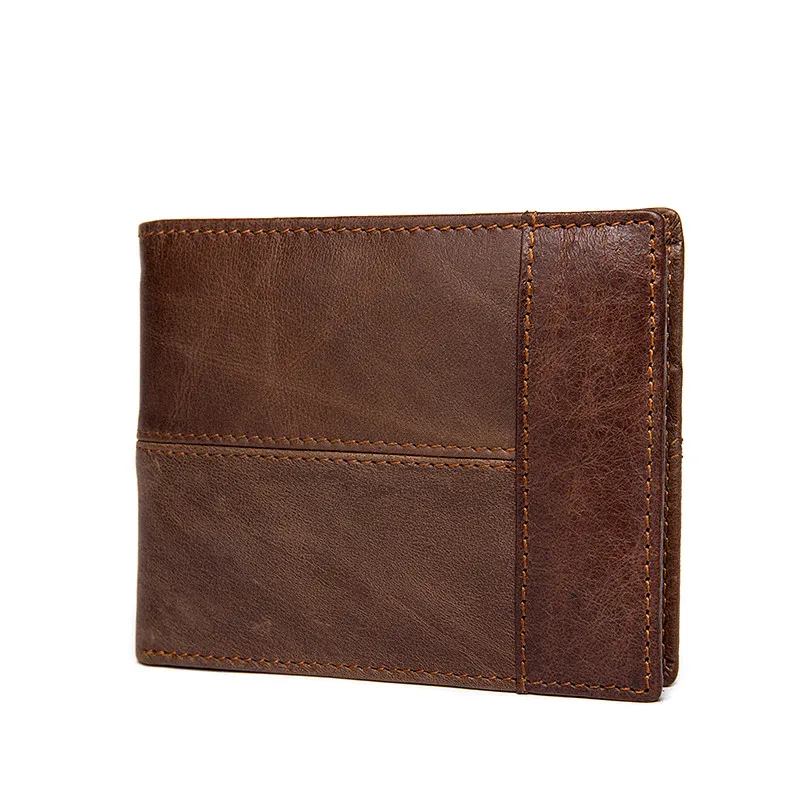 

ODM OEM 8064 Bifold Plain Leather Wallet Men's Cowhide Genuine Drop Shipping, Black, coffee, brown