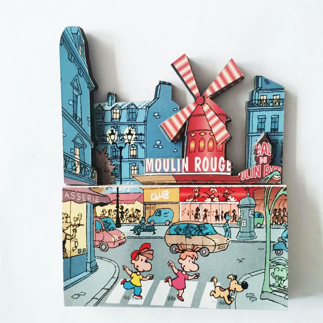

Small Order Paris souvenir custom fridge magnet sticker with note, Full color