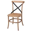 Modern Farmhouse Cross Metal Back Solid Oak Wood Dining Room Table Side Chair With Iron cross