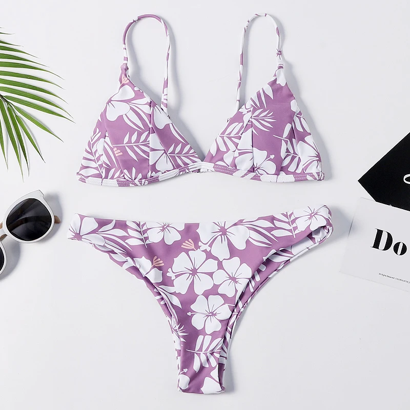 

New arrival Triangle bag printed lilac bikini, Picture