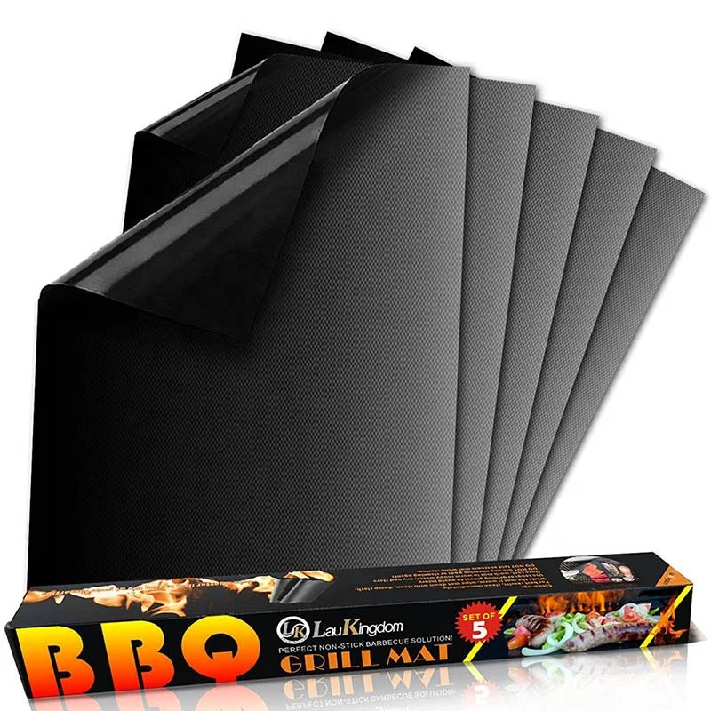 

2019 New Product Heavy Coated PTFE BBQ Oven Cooker Liner 0.30mm Thickness Non Stick BBQ Grill Mat, Black , beige, light brown, silver