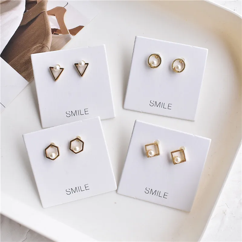 

Hot Sale Geometry Earrings Fashion Jewelry Pearl Earrings For Women Brincos Oorbellen Cute Triangle Stud Earrings, Picture