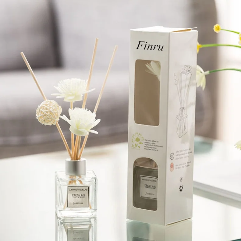 

Glass Bottle With Rattan Sticks Fragrance Flower Decor Scented Ceramic Reed Diffuser, Customized color