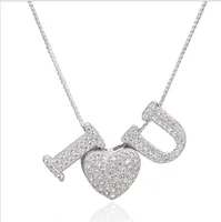 

925 Sterling Silver New Arrival Bling Crystal Letter Pendant Alphabet Necklace For Women Capital Jewelry
