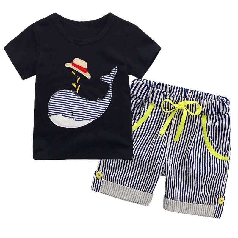 RTS Whale Graphic clothing set kids clothes short sleeve boutique boy wear set