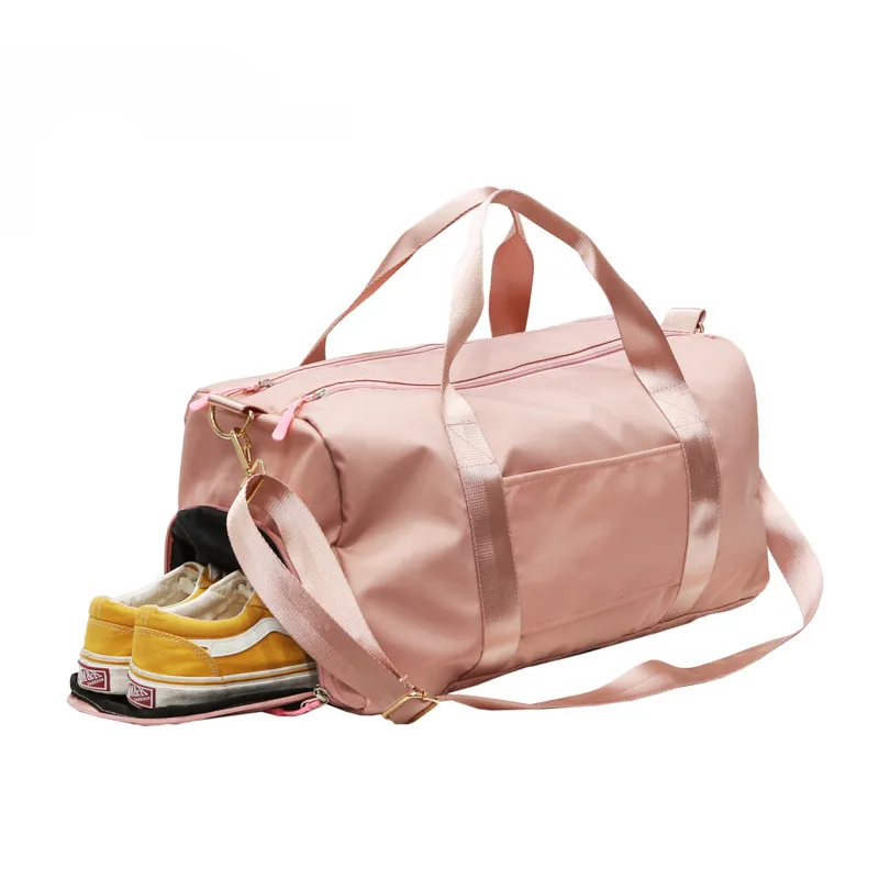 

New Trendy Custom Gym Luggage Bag Ladies Nylon Tote Duffle Bag Fitness Sport Travel Bag With Shoes Compartment, Red /black/ customized