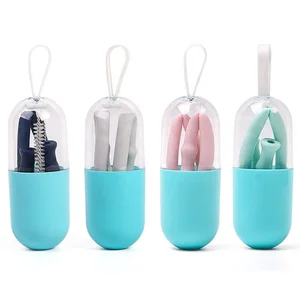 Image of KAW401 Custom Wholesale Collapsible Reusable Silicone Straws Silicone Rubber Straws
