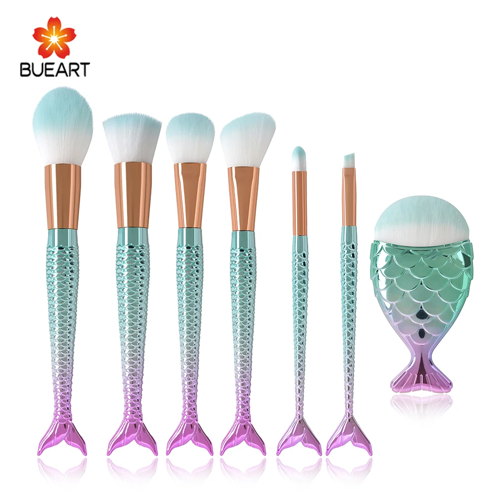 

7 pcs Mermaid Make up Brushes Professional Set Brand Cosmetics Brush for Makeup, Gradually color