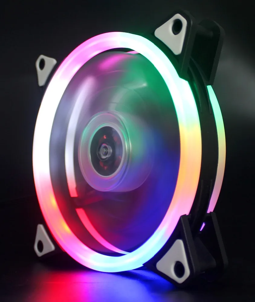 

12025 Quiet Computer Dual Ring LED RGB Case Fan with Controller for Gaming PC Computer 1 -PACK and 1 set remote controller
