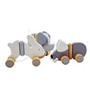 Best sale Wooden pull along animals wooden toy wheels
