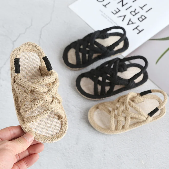 

KS0402 Wholesale simple fashion summer shoes kids hemp rope sandals, As picture