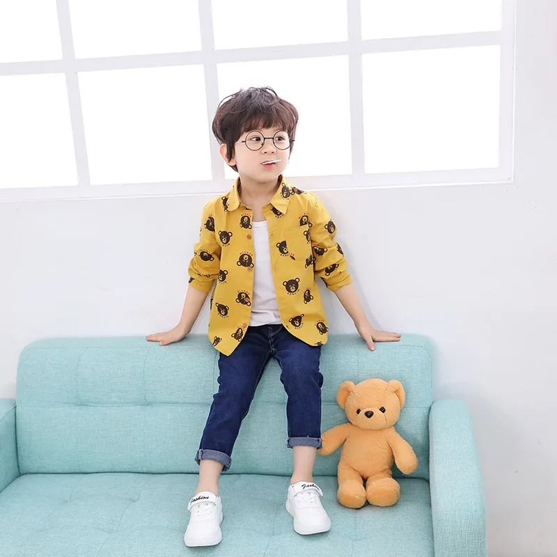 
Children fashion spring cartoon bear long sleeve kids cotton breathable baby shirt clothes alsy249 