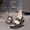 China factory summer cheap open toe women flat casual sequins design shoes young ladies sandals